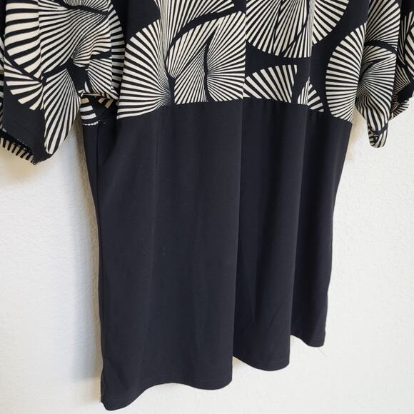 Womens Top PerSeption Concept Size Large Black Short Sleeve Blouse Empire Waist - Picture 8 of 9